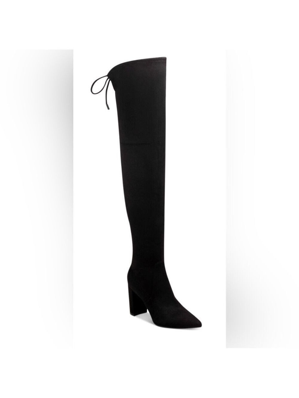 Marc Fisher Black Hulie Velvet Over The Knee Draw String Flat Boots - Size 6.5